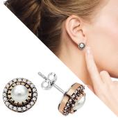 Beyaz Zirkon Taşlı Yuvarlak Tasarım 925 Ayar Gümü...