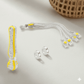 Sarı Mineli Alpaka Püskül Seti