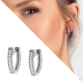 Elmas Görünümlü Zirkon Taşlı Mikro Halka Tasarım 925 Ayar Gümüş Küpe